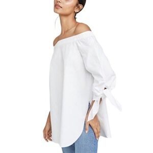 Tibi- White Longsleeve Off the Shoulders Flowy Top